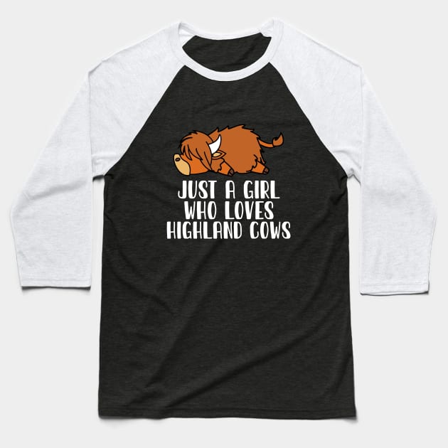 Just A Girl Who Loves Highland Cows Baseball T-Shirt by simonStufios